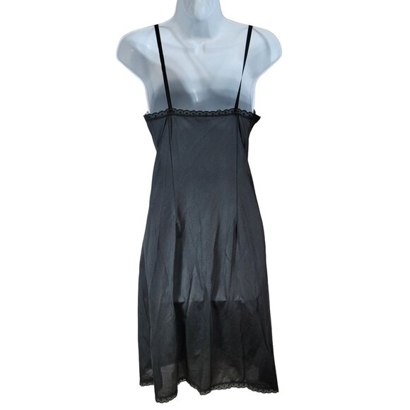 Sears Nylon Slip Black SZ 34 Lace Trim Average Knee Length Adj Doesn't Slip VTG - Picture 6 of 9
